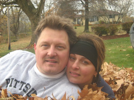 Joi and I in the leaves