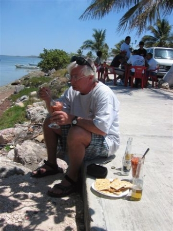 Eating shrimp cocktail in Campeche state