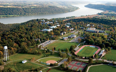 Aerial view of the Hanover College campus