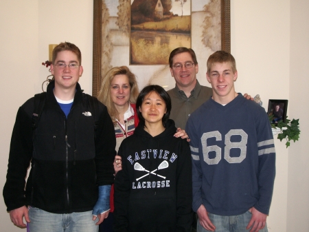 My family with exchange student, Miku (center)
