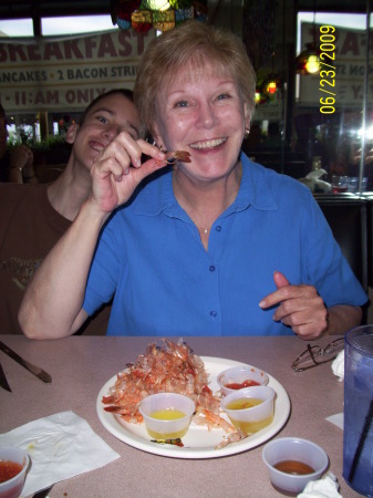 j chowing down at a shrimpfest