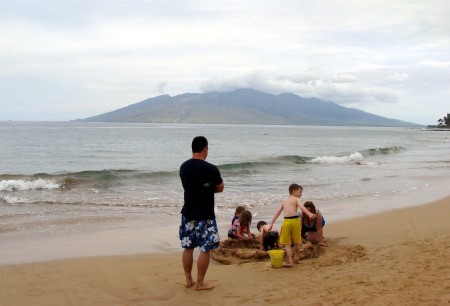 Hartwick Family on the beach in Wailea Maui