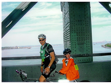 Me and my 7 year old son Ian riding Bike New York