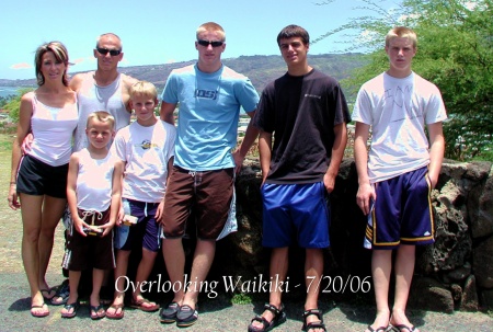 Tourist Family at Scenic Point in Oahu.