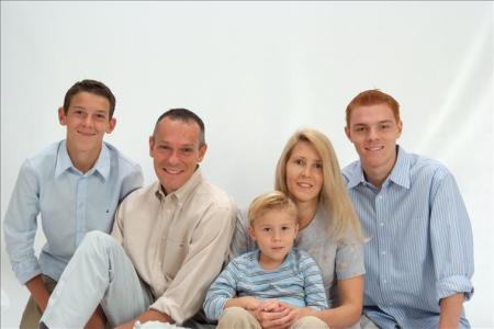 Sherry, Jeff, with sons Sean (14), Nicholas (4) and Ryan (18)
