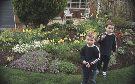 My sons in my garden this past May