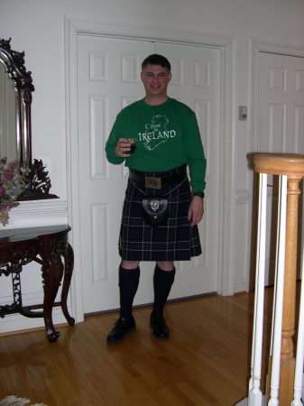 St Patty's 2006 in family colors - I assure you I always wear shoes and socks under my kilt - LOL!