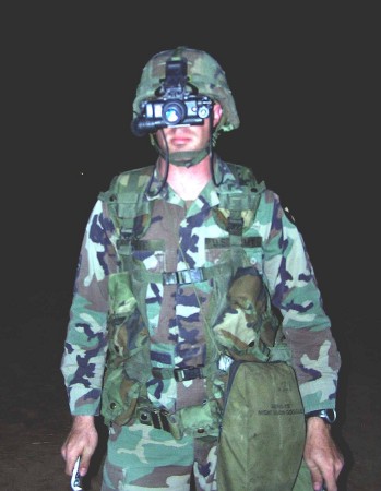 me wearing Night Vision Goggles