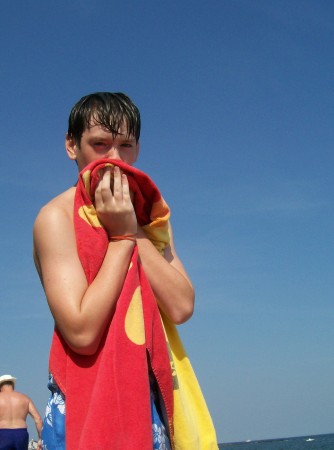 Connor on the beach in NH