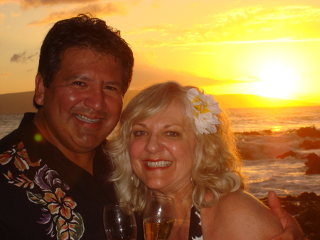 David & I celebrating our anniversary in October '06 on the beach in Maui where we were married