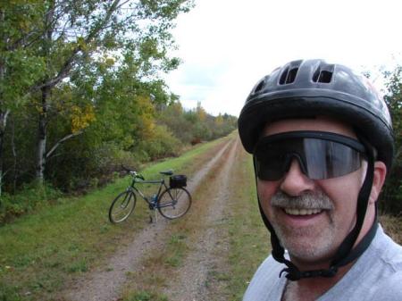 Dan biking Pine Line Trail in Northern Wisconsin