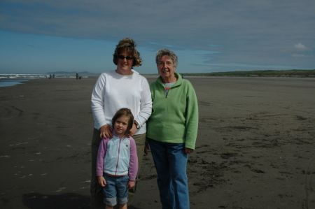 At the Beach with Fiona and my Mom