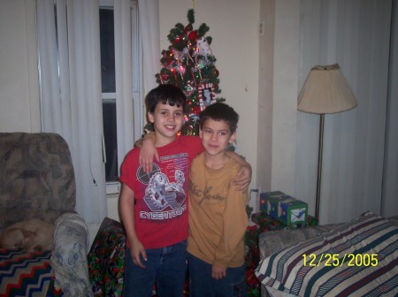 James (red shirt)and Devin(gold shirt) Christmas 2005