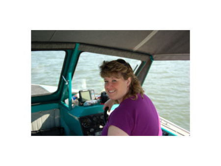 Driving the boat - out on the Willamette