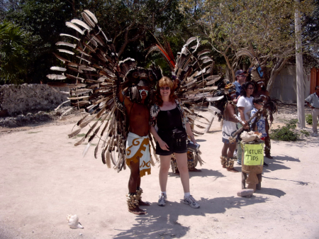 Jana in Tulum, Mexico w/ native dancer 2005
