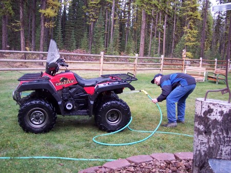 Cleaning up after a weekend of fun at our cabin