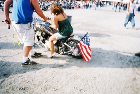 Amber riding her 1st Harley!