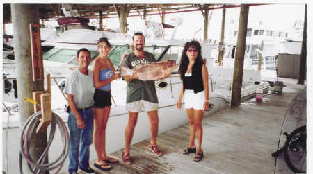 DAVID & WIFE WITH FISH, ALSO DAUGHTER & FRIEND