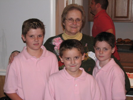 Grandsons Connor, Sean, Mason and myself celebrating my 5 yr BC survivor anniversary