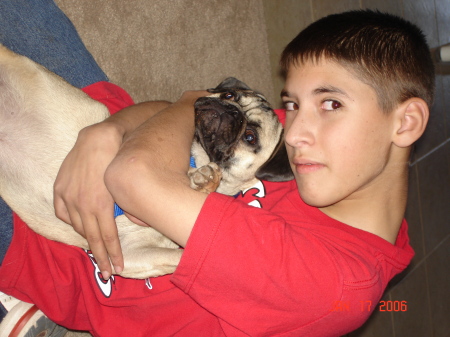 Samuel (JR High)  Still likes to cuddle! But only the dog!!