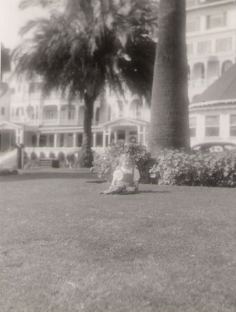 Helen in front of the Hotel Del Coronado