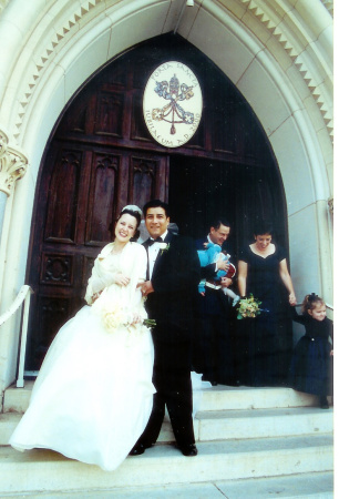 Our wedding day at St. Mary Cathedral, Austin, Texas.