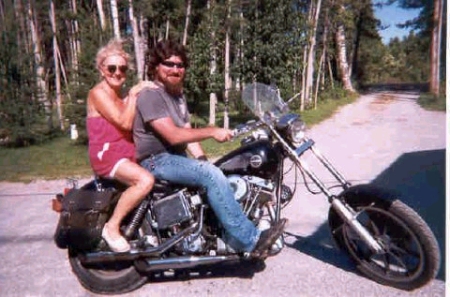 me taking mom for a ride on my 67 Harley