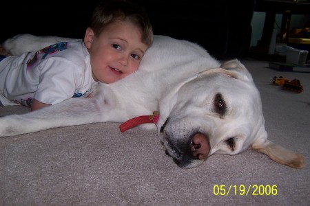 Logan and the dog, Max