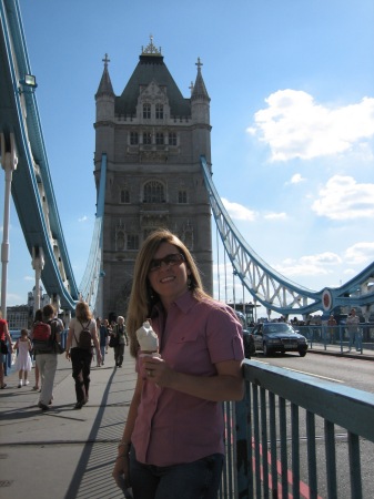 Having ice cream on the Tower Bridge!  London