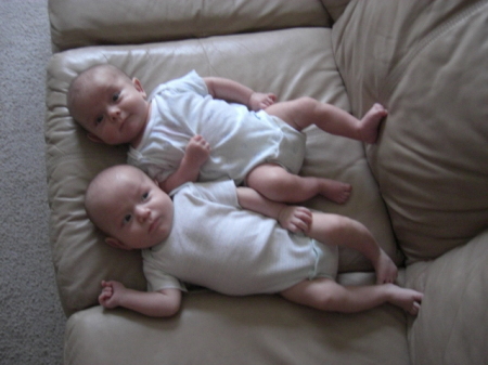 The Twin Packs at 3 months old