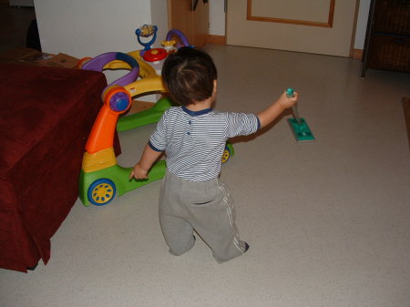 Gaven at 1 yr old "mopping"