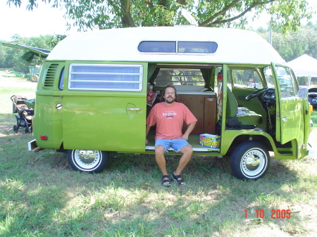 Scott with his trusted VW Bus "Gumby".