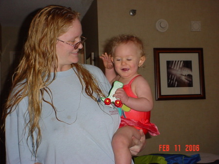 mom and faith after the pool