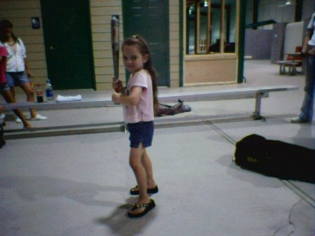 Brooke working on her batting stance