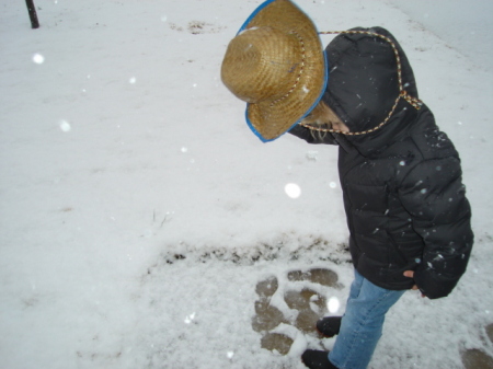 Rebecca playing in the snow.