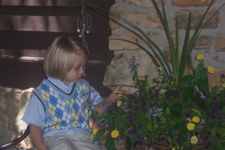 cole with flowers