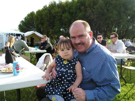 Grand Daughter Haizel & her Papa,  my husband, Tom