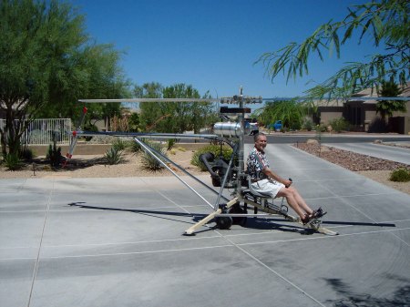 Hoyt Stearns in his new Mosquito ultralight helicopter