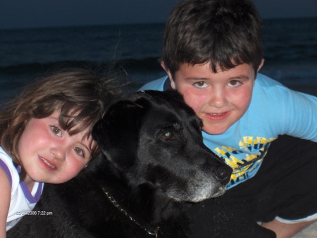 Our 3 children- Emily ( 4.5 yrs), Scarlett the black lab (12 years) and Jamie (6.5 yrs)