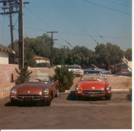 1954 & 1957 Corvettes at MacCaskey's Richfield in July 1968