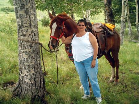 Friend "Poncho" the horse & I, while I visited dtgr. in Sante Fe