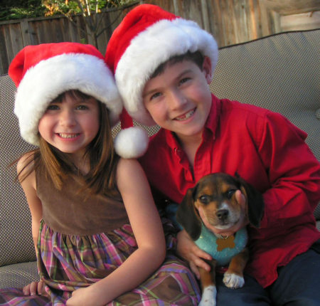 Our Christmas Card for 2006- Drew, Jess and Kacey the dog