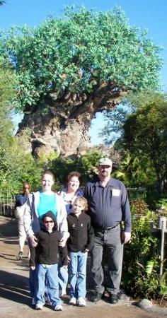 Family in front of Tree of Life