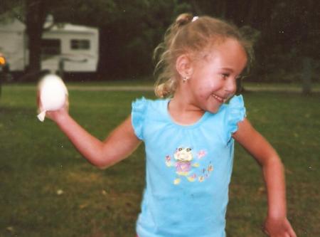 Jordan in a water balloon "fight"