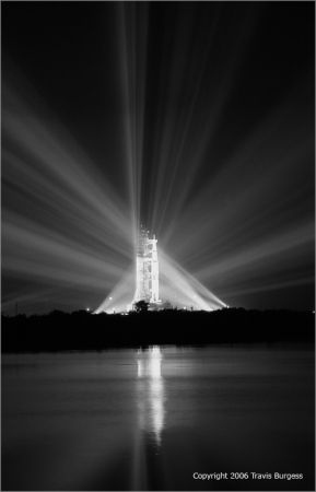 Apollo XI launch vehicle in the spotlights