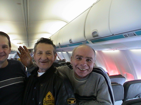 Peter on a plane trip with Walter Gretzky