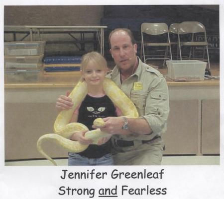 2006-my 8yr old Jen showing off at school with an albino python