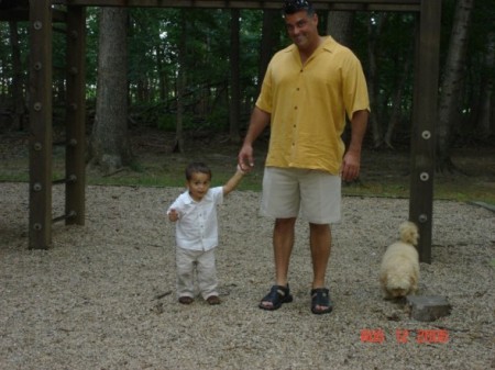 Me, the Little Guy, and our pooch
