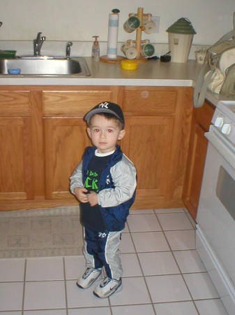 LiL' Billy wearing Yankee gear!!! I'm a Mets Fan!!!