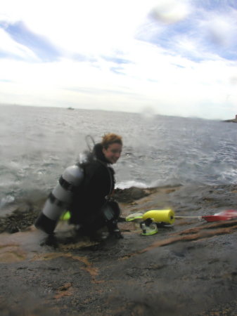 Natalie up from a dive... Cape Ann, MA.